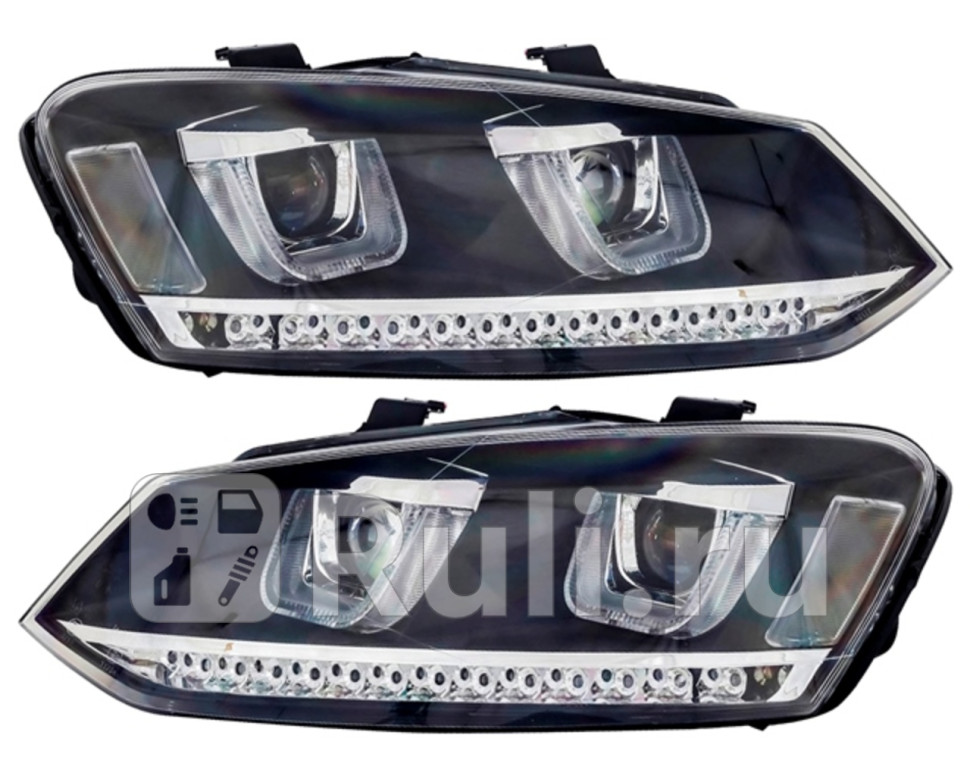 Тюнинг-фары комплект для Volkswagen Polo хэтчбек 2010-2014 EAGLE EYES VK171B3WU02V 68690₽