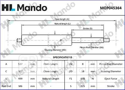 Амортизатор двери багажника MANDO MOP045364 1430₽