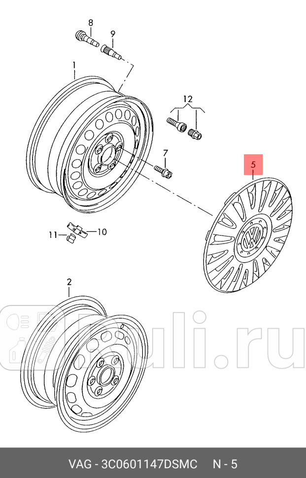 Колпак декоративный VAG 3C0601147DSMC 0₽