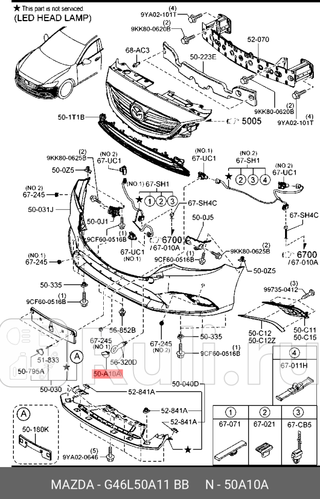 Крышка буксировочной проушины передняя под покраску mazda6 gjgl MAZDA G46L50A11BB 0₽