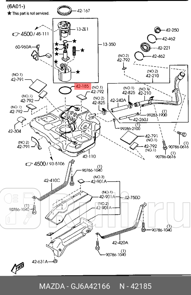 Прокладка датчика уровня топлива м6 MAZDA GJ6A42166 0₽