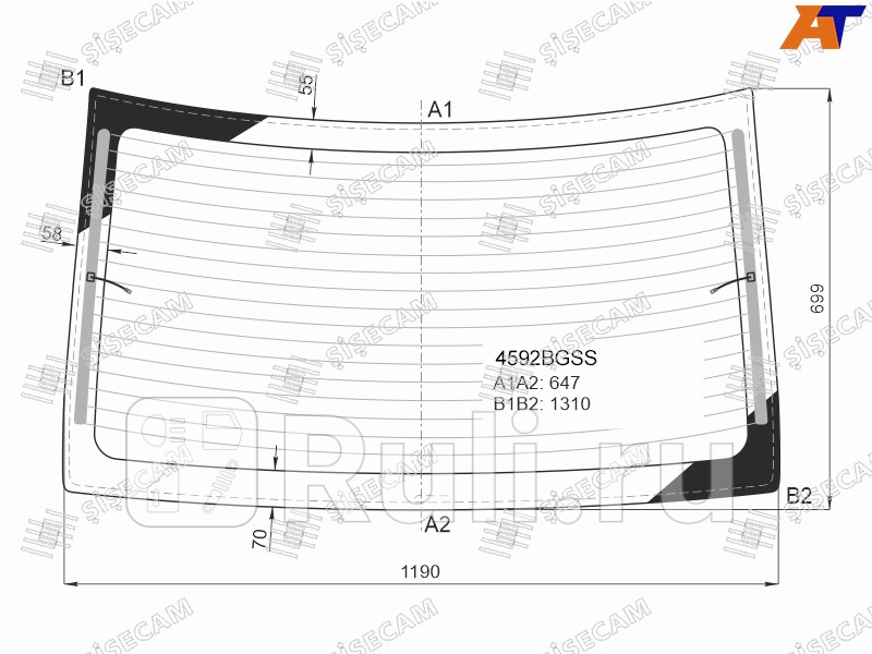 Стекло заднее для Lada Vesta (2015-2021) SISECAM 4592BGSS