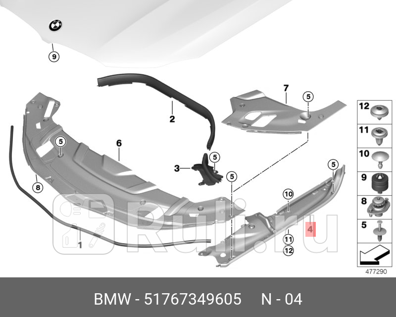 Уплотнитель крыла Л BMW 51767349605 5880₽