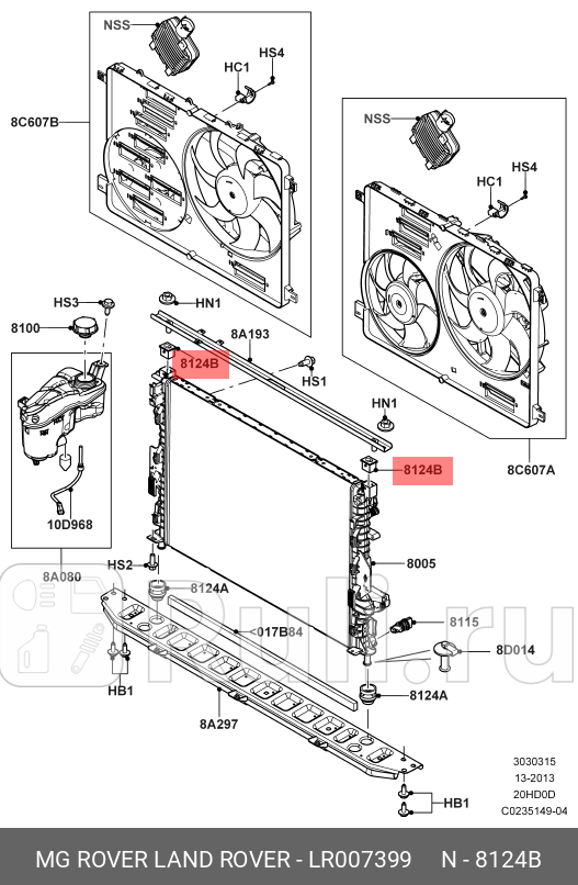 подушка радиатора Land Rover Range Rover EvoqueFreelander 12-14 LAND ROVER LR007399 370₽