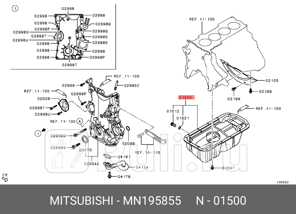 Поддон масляный двс mitsubishi colt lancer MITSUBISHI MN195855 18140₽