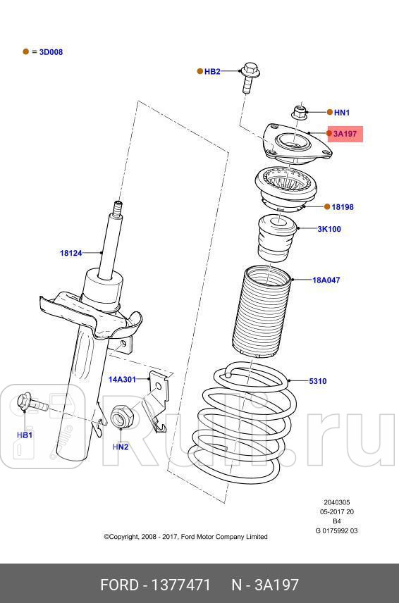 Опора аммортизатора верхняя FORD 1377471 3320₽