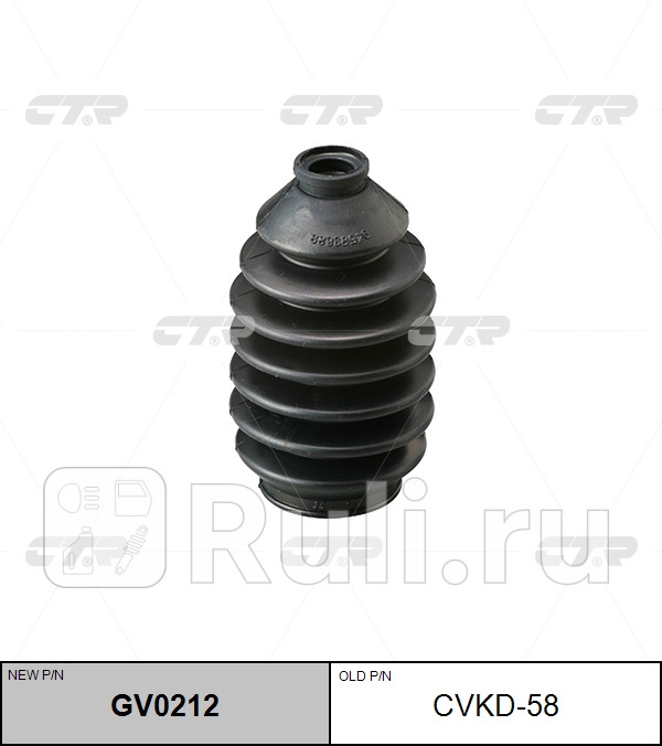 Пыльник рулевой рейки GV0212 CTR GV0212 310₽