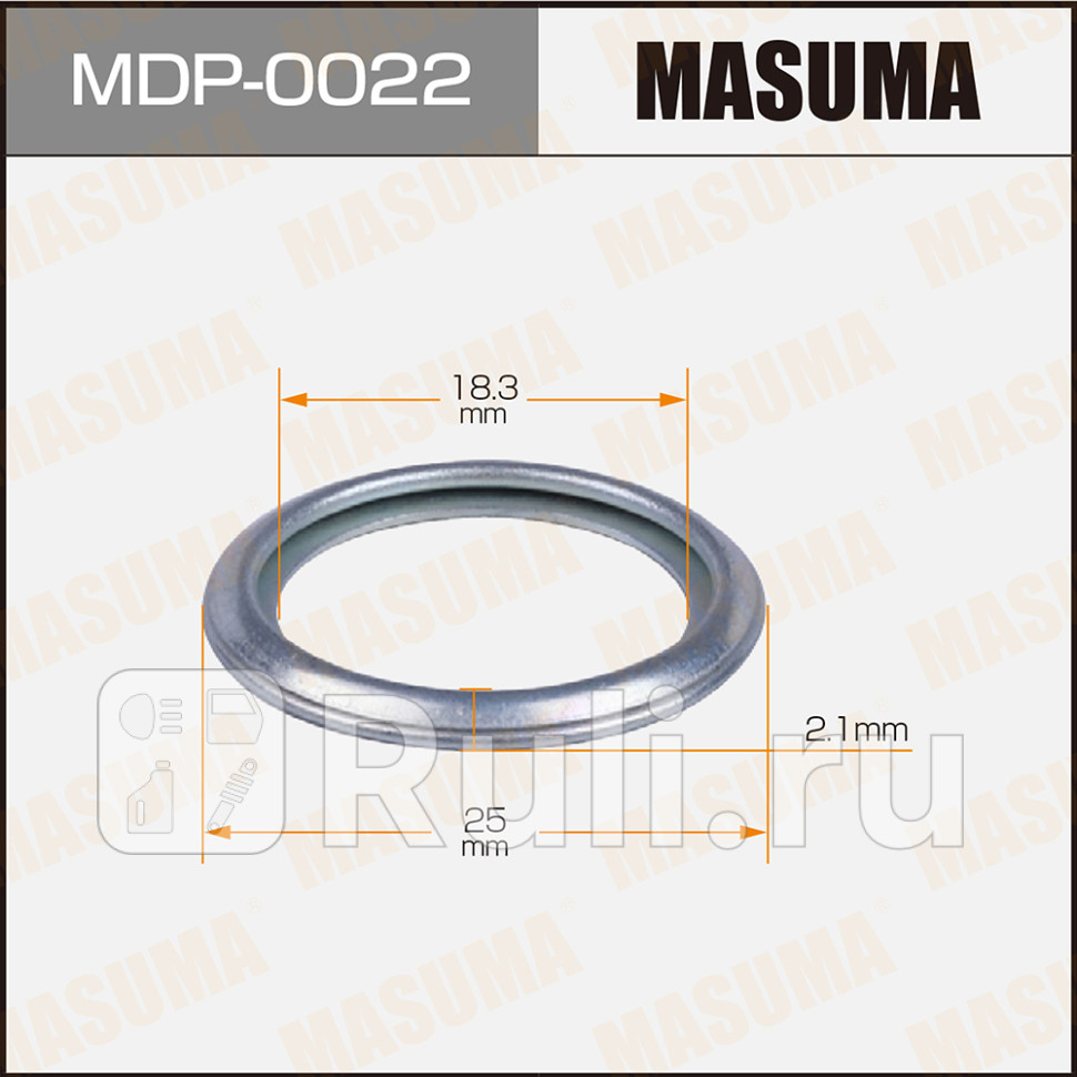 Прокладка сливной пробки масла MASUMA 16 x 203 x 22 SUBARU MASUMA MDP-0023 30₽