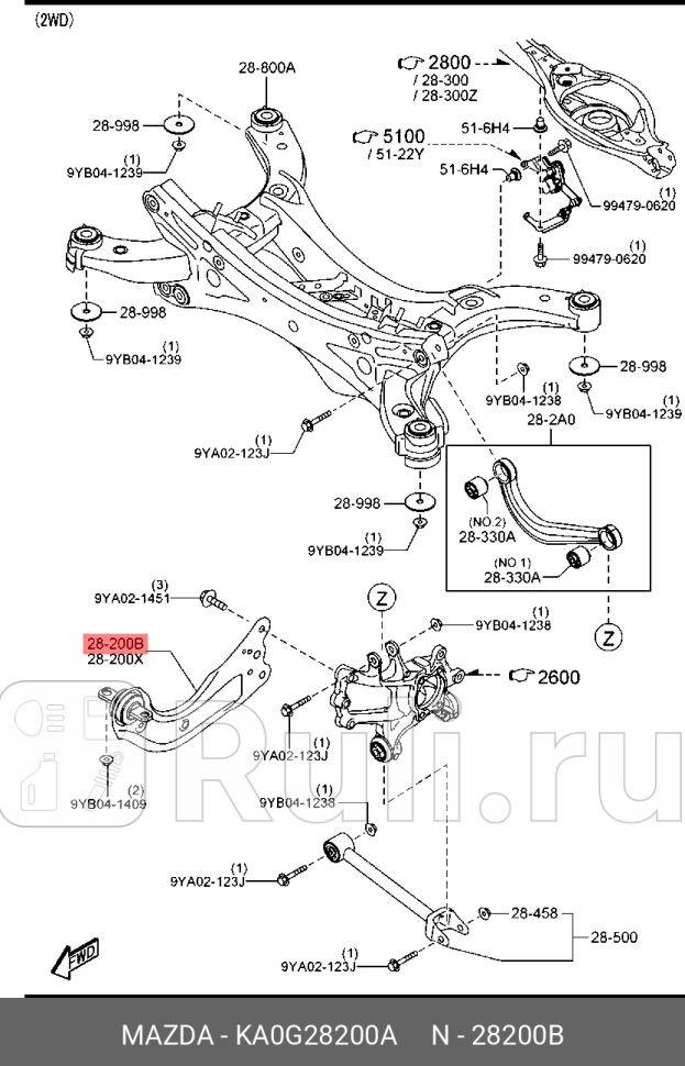 Тяга подвески MAZDA KA0G28200A 0₽