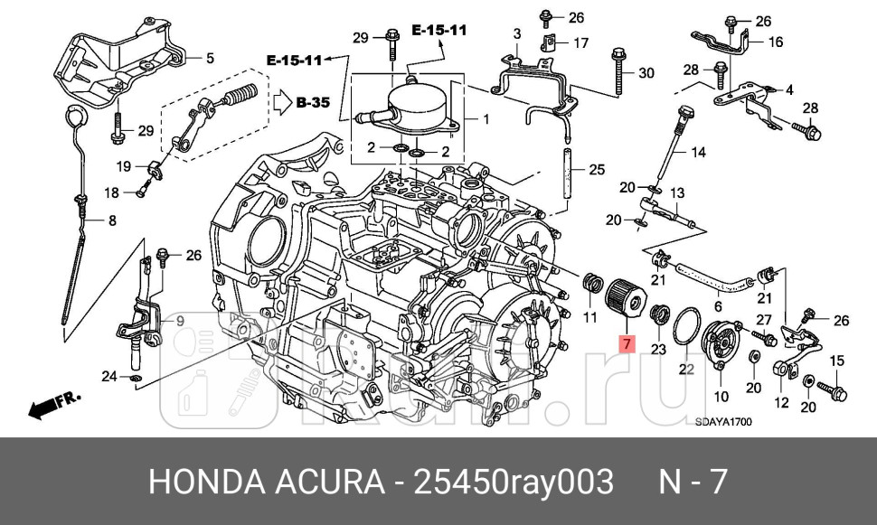 Фильтр акпп honda element 2003-2010 HONDA 25450RAY003 0₽