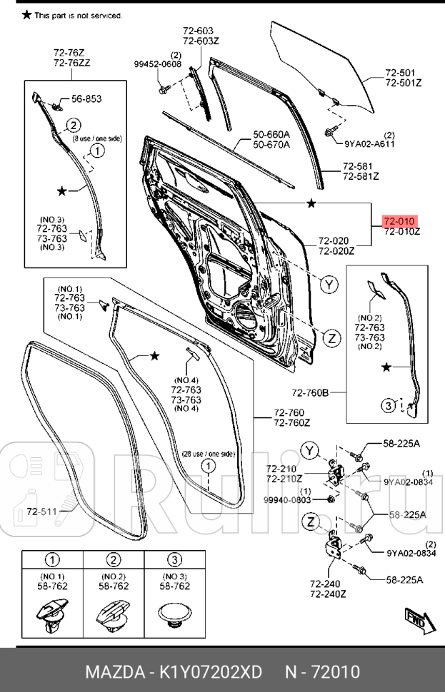 Дверь задняя прав MAZDA K1Y07202XD 0₽