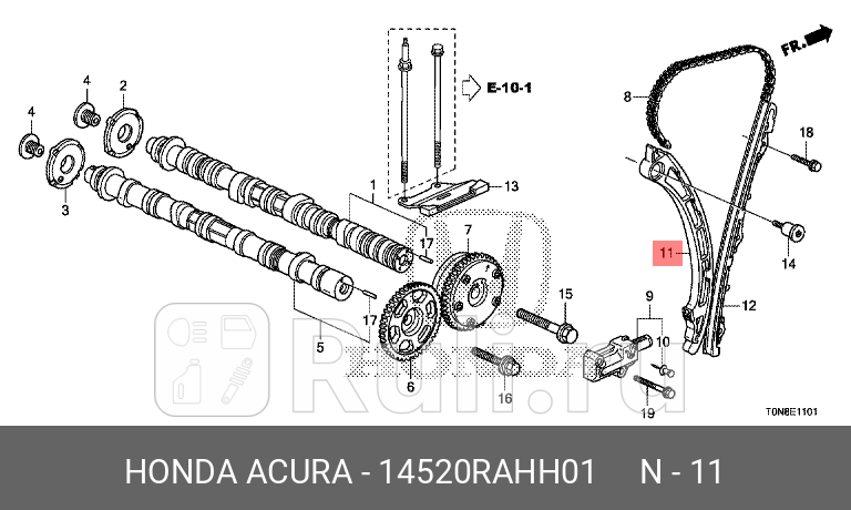 Направляющая цепи honda 24l accord 2008 - 2014 cr-v 2013 - 2014 HONDA 14520RAHH01 8040₽