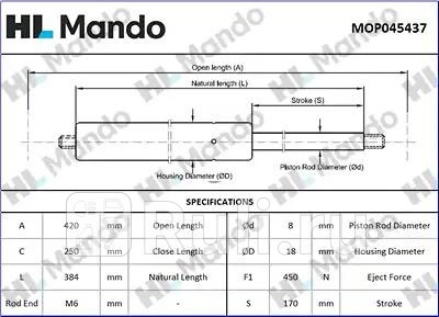 Амортизатор двери багажника MANDO MOP045437 1530₽