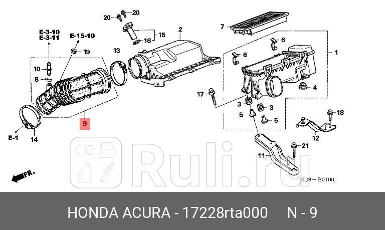 Патрубок воздушного фильтра HONDA 17228RTA000 12950₽