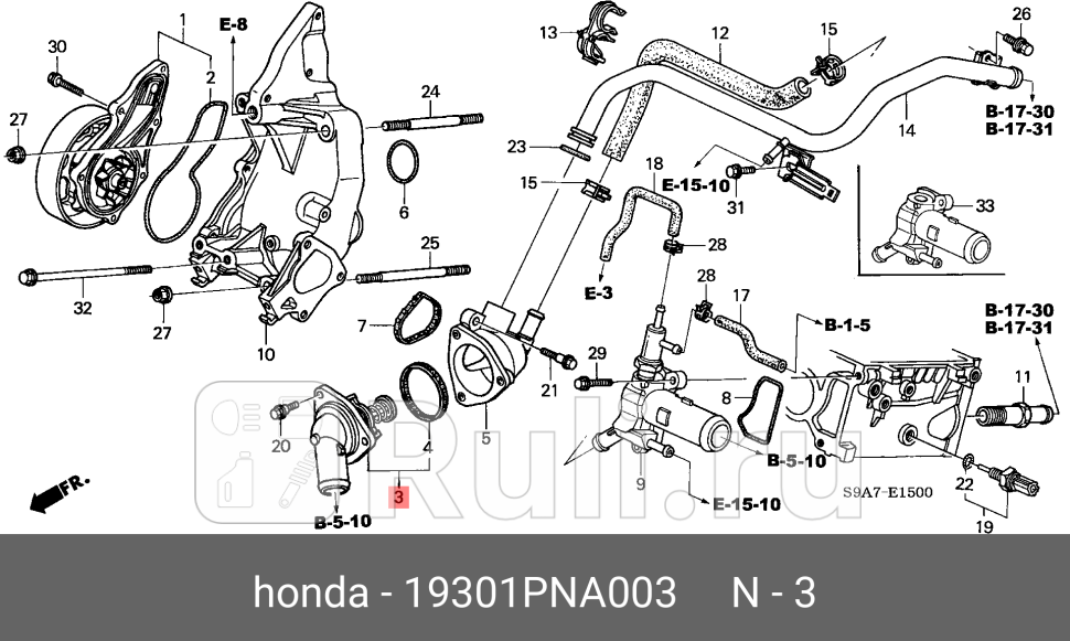 Термостат охлаждающая жидкость HONDA 19301-PNA-003 6720₽