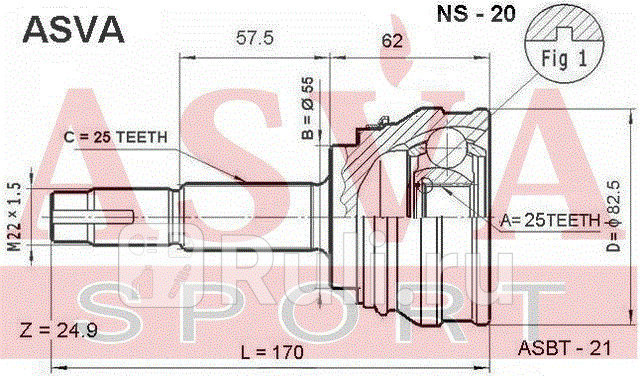 ШРУС внешний перед ASVA NS20 0₽