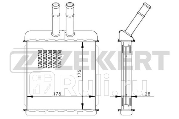 Радиатор отопителя ZAZ Chance 09- Sens 04- Chevrolet Lanos 97- Zekkert Zekkert MK-5038 2600₽