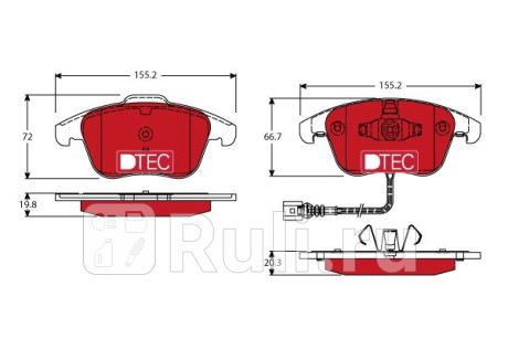 GDB1762DTE - Колодки тормозные дисковые передние (TRW) Volkswagen Tiguan (2011-2016) для Volkswagen Tiguan 1 (2011-2016) рестайлинг, TRW, GDB1762DTE