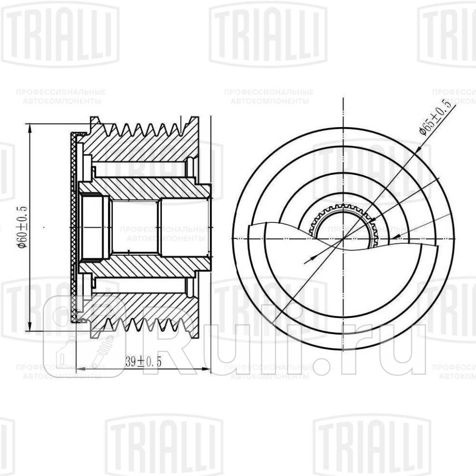 Ролик привод ремня Hyundai H-1 08- 25d обгонная муфта TRIALLI CM6800 2020₽