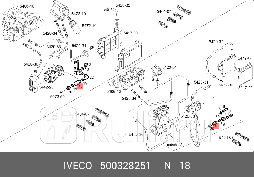 клапан давления ТНВД2xM14x15MB Iveco MAN Volvo IVECO 500328251 0₽