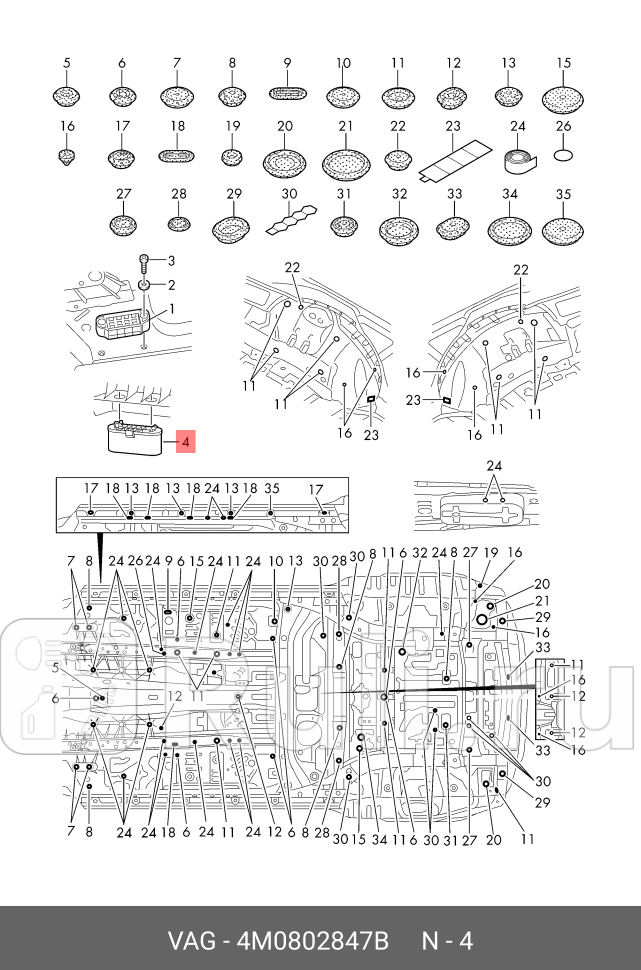 Опора домкрата AUDI Q7 4M 2015 VAG 4M0802847B 5950₽