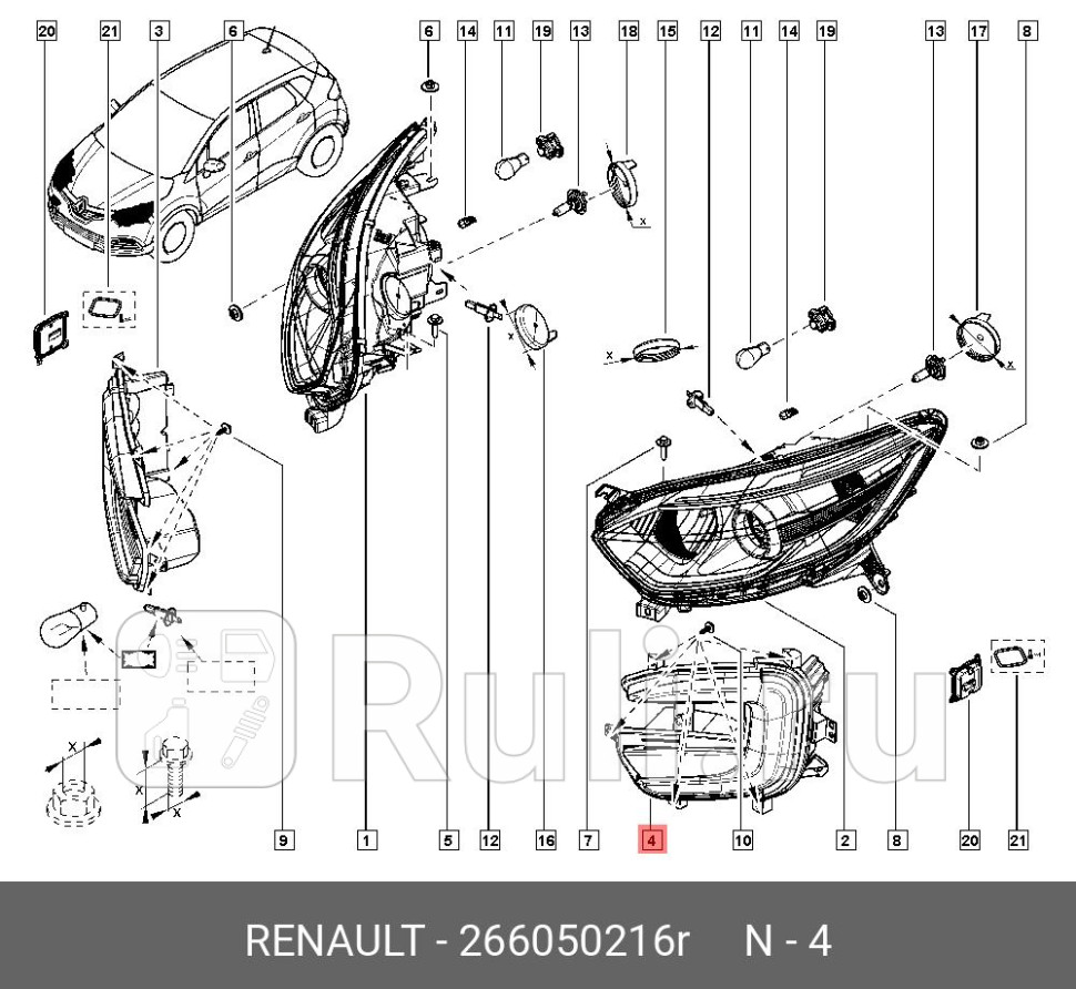 Дхо левый для Renault Kaptur 2016-2021 RENAULT 266050216R 19350₽