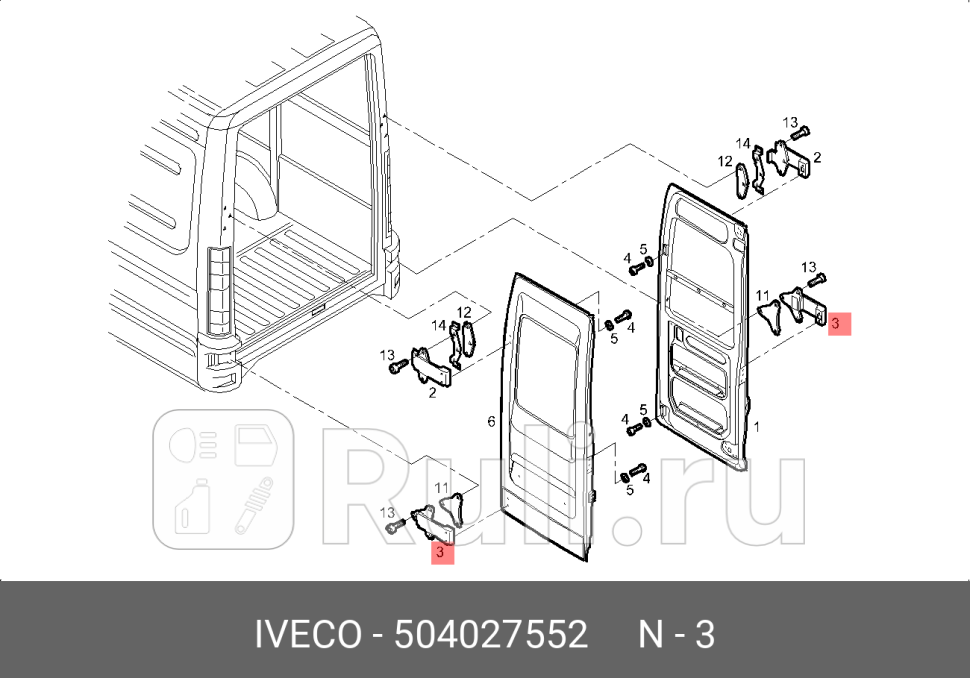петля двери заднейнижняя открытие 180градIveco Daily IVECO 504027552 0₽