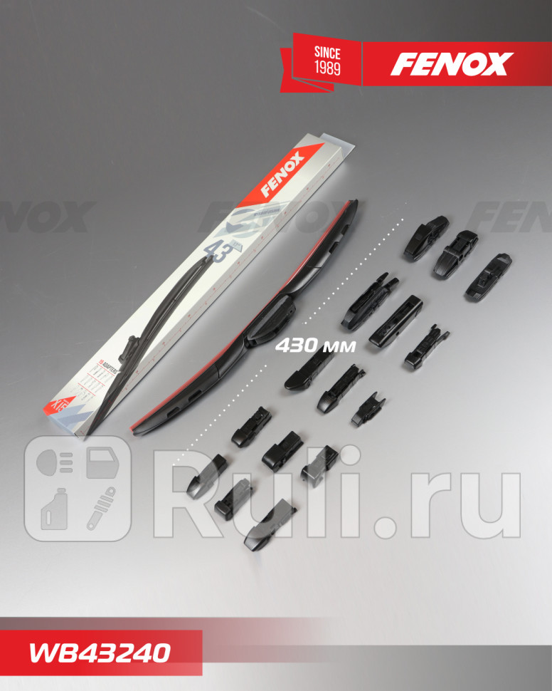 Щетка стеклоочистителя Крепление 15 в 1 43см 17 гибридная FENOX WB43240 750₽