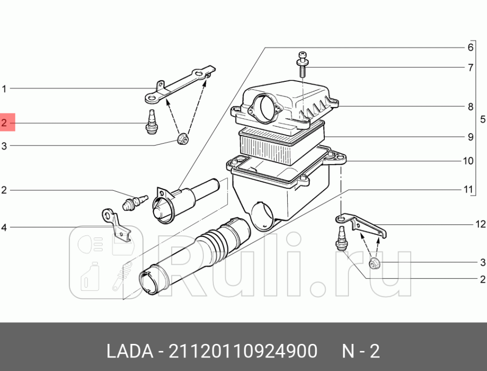 Опора крепления воздушного фильтра ваз-21072110-122114-15 инжектор LADA 21120-1109249-00 80₽