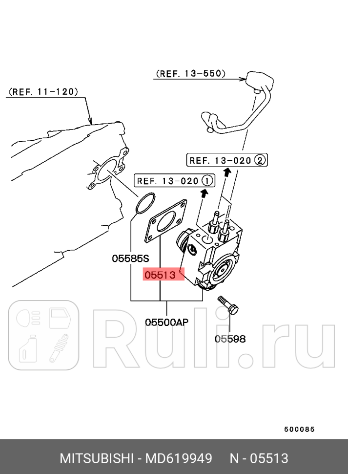 Изолятор крепления топливнасоса MITSUBISHI MD619949 3500₽