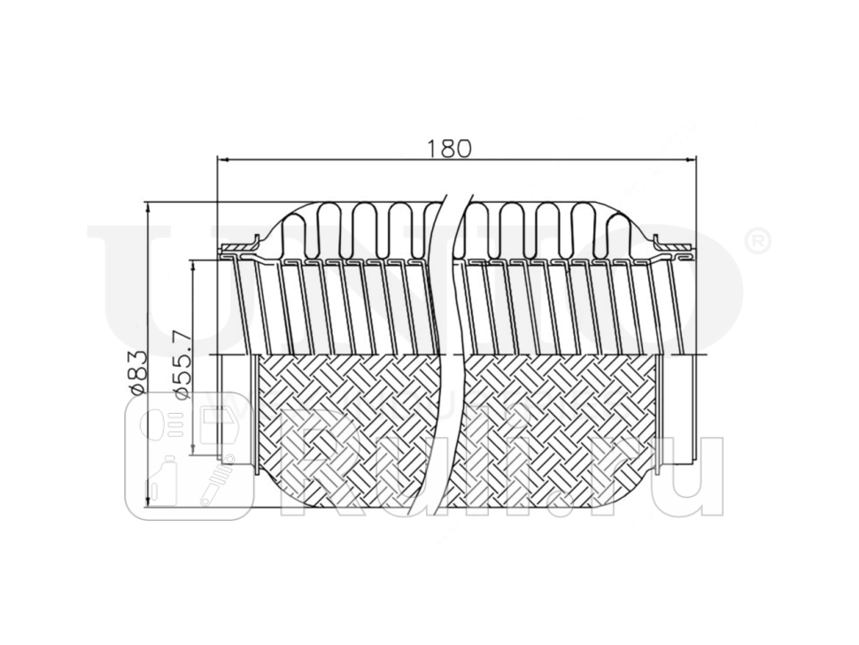 Гофра глушителя UNIO EXP-55180L 1500₽