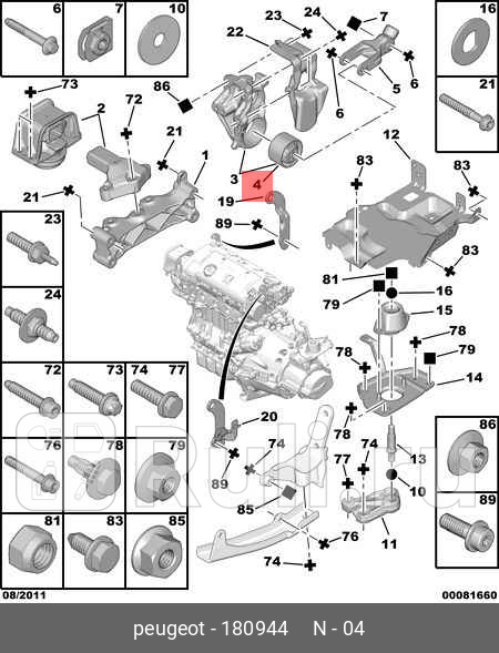 Опора двигателя Peugeot 408 2012 Peugeot 5008 2009 Peugeot Partner TepeeB9 2008 PSA 180944 3510₽