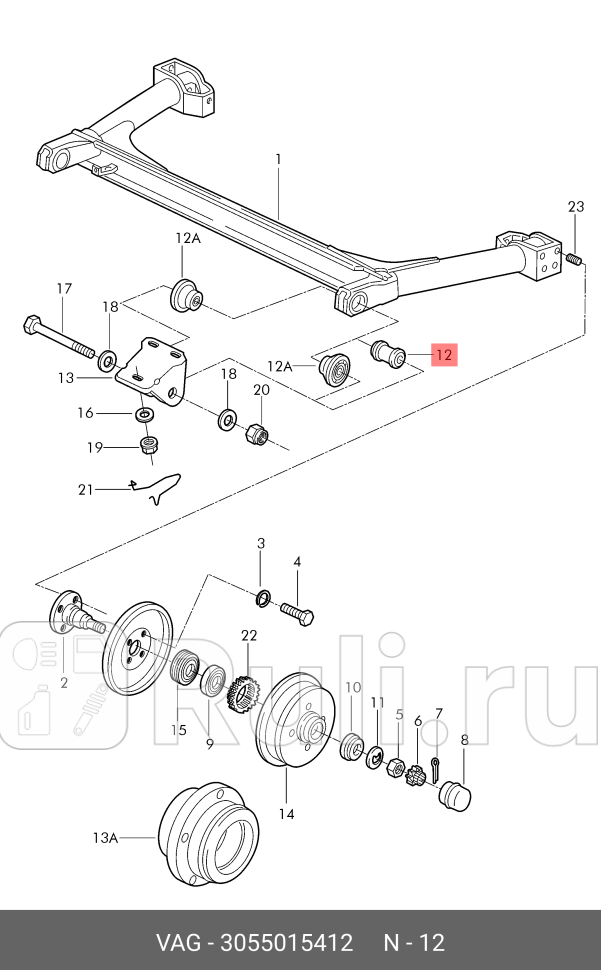 Сайлентблок задней балки VAG 3055015412 0₽