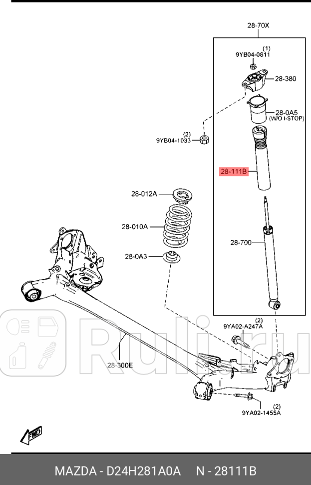 Пылезащитный комплект амортизатора MAZDA D24H281A0A 0₽