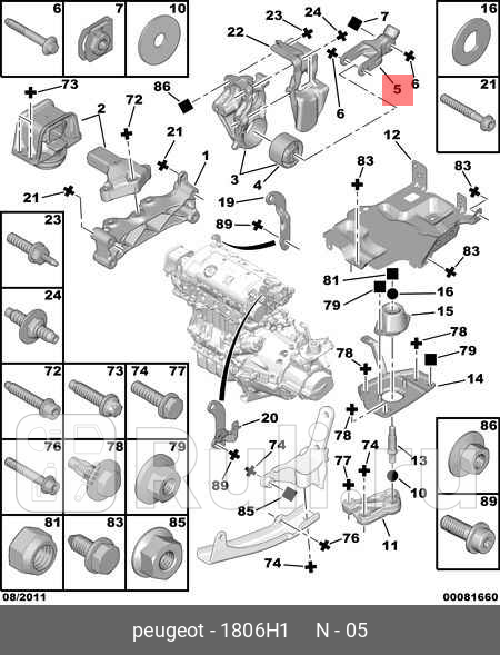 Кронштейн подушки двигателя задн 308 I 2007-2015 C4 2005- C4 II 2011- PSA 1806H1 4300₽