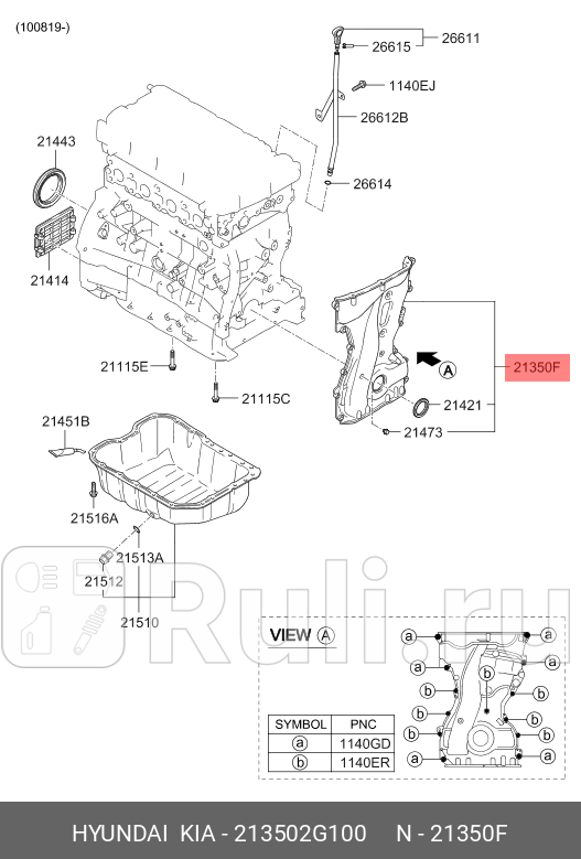 Крышка ремня грм для Hyundai ix35 2010-2013 HYUNDAI-KIA 213502G100 7150₽