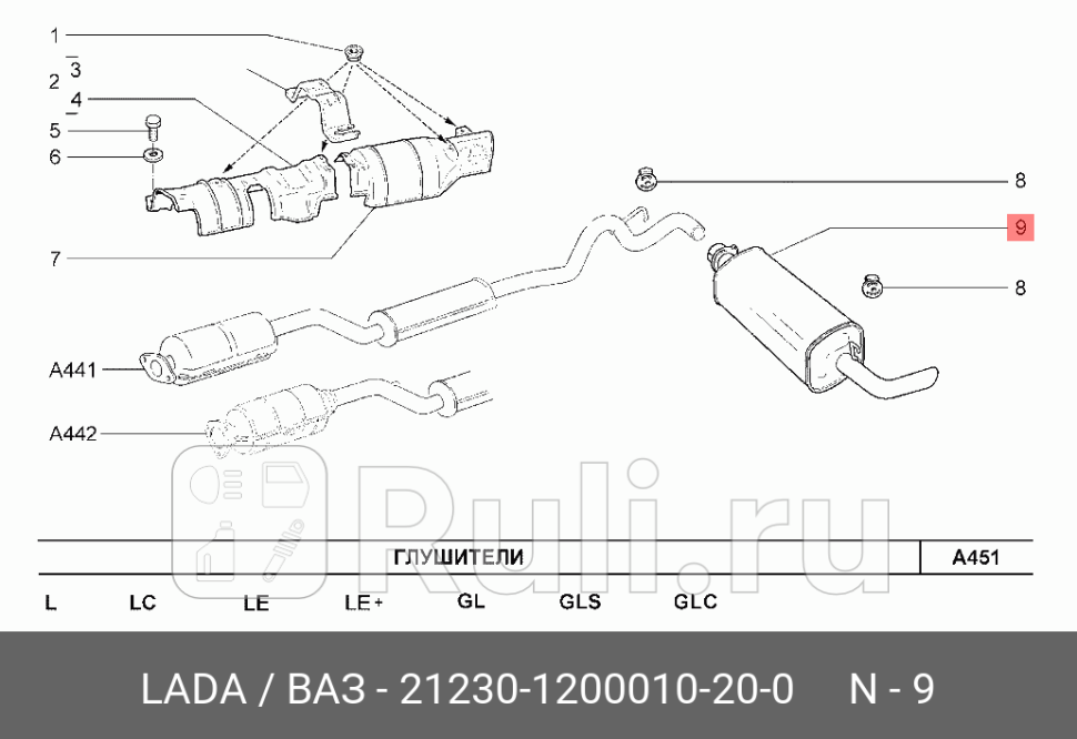 ГЛУШИТЕЛЬ ОСНОВНОЙ АВТОВАЗ 212301200010200 LADA LADA 21230-1200010-20-0 0₽