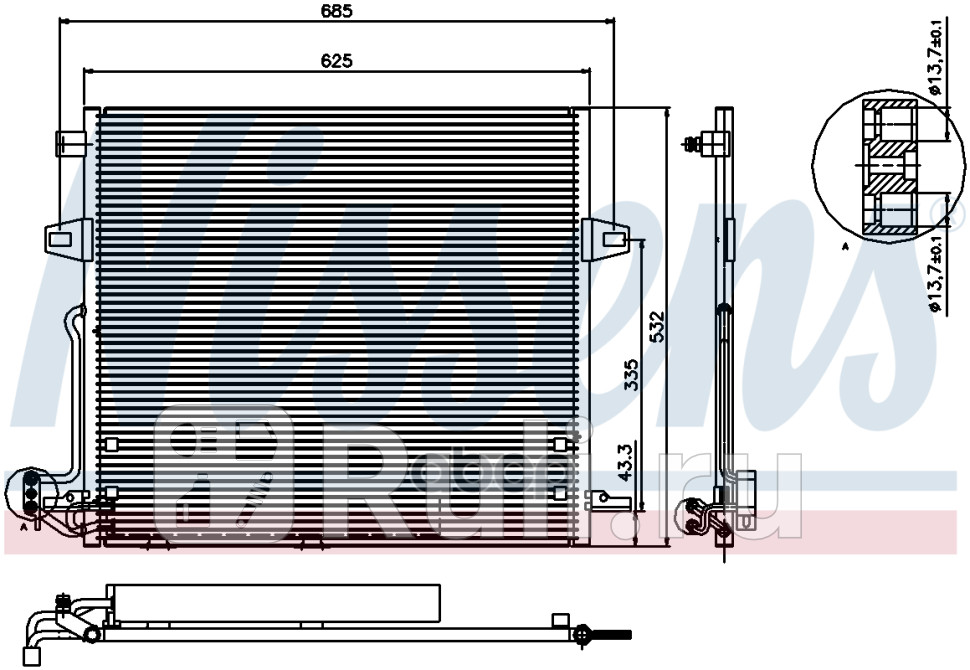 Радиатор кондиционера MERCEDES-BENZ GL-CLASS X164 GL420CDi 4-matic 0906-0509 M-CLASS W164 ML NISSENS 940066 0₽