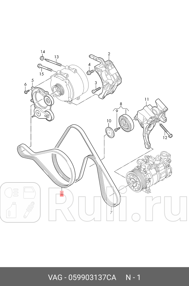Поликлиновой ремень грм VAG 059903137CA 6930₽
