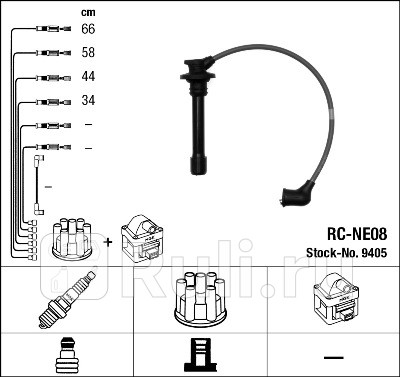 Комплект высоковольтных проводов 9405 NGK RCNE08 0₽