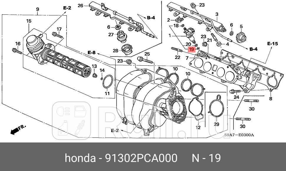 Кольцо уплотнительное топливной форсунки HONDA 91302-PCA-000 580₽