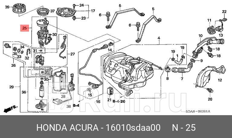 Фильтр топливный honda accord 2003 - 2007 HONDA 16010SDAA00 0₽