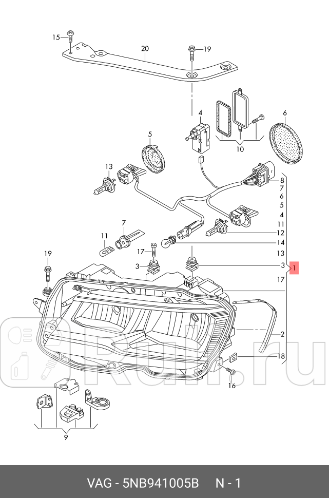 Фара левая галоген Tiguan II VAG 5NB941005B 0₽