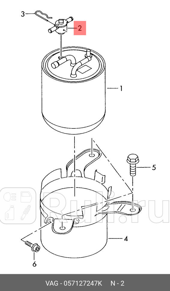 Клапан топливного фильтра VAG 057127247k 0₽