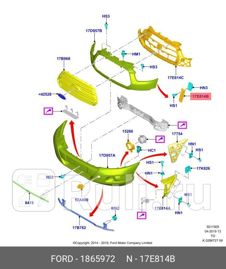 КРОНШТЕЙН КРЕПЛЕНИЯ РЕШЕТКИ РАДИАТОРА FORD 1865972 2210₽