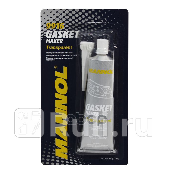 9912 Прозрачный силиконовый герметик от -40 С до 180 С 85г MANNOL 2410 440₽
