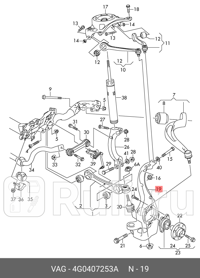 Кулак поворотный левый audi a4a5a6a7q5 08 VAG 4G0407253A 116070₽