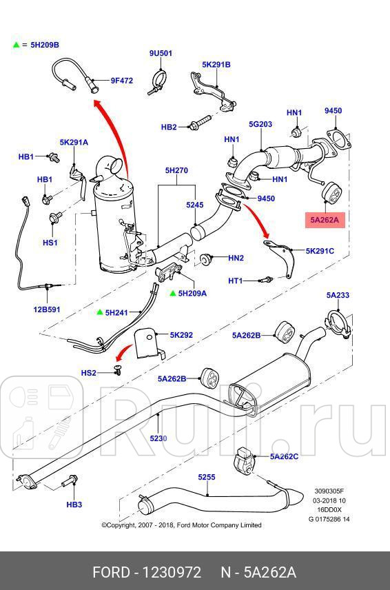Компонент монтажный выхлопной системы FORD 1230972 1940₽