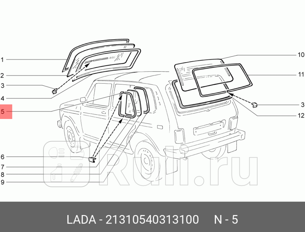 Молдинг окна боковины ваз-2131 передний левый LADA 21310-5403131-00 0₽