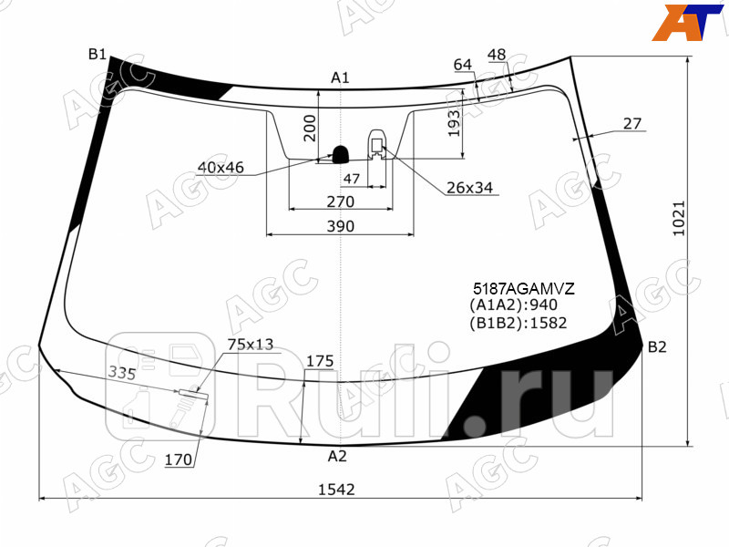 Лобовое стекло для Mazda CX-5 2 2017-2021 AGC 5187AGAMVZ 16110₽